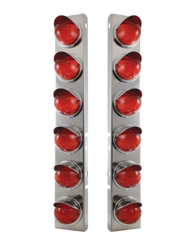 (2/BULK) S.S. PB 12 LED CUTOUT A/C BRACKET W/ 17 AMBER LED WATERMELON DUAL FUNCTION CAB LT & CR VISOR - DARK AMBER LENS (2/BULK) S.S. PB 12 LED CUTOUT A/C BRACKET W/ 17 AMBER LED WATERMELON DUAL FUNCTION CAB LT & CR VISOR - DARK AMBER LENS