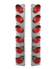 (2/BULK) S.S. PB 12 LED CUTOUT A/C BRACKET W/ 17 AMBER LED WATERMELON DUAL FUNCTION CAB LT & CR VISOR - DARK AMBER LENS (2/BULK) S.S. PB 12 LED CUTOUT A/C BRACKET W/ 17 AMBER LED WATERMELON DUAL FUNCTION CAB LT & CR VISOR - DARK AMBER LENS