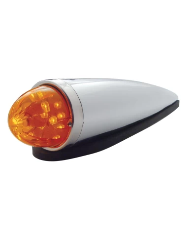 (BOX) 17 AMBER LED ROUND WATERMELON CAB LIGHT W/ CHROME PLASTIC HOUSING - DARK AMBER LENS (BOX) 17 AMBER LED ROUND WATERMELON CAB LIGHT W/ CHROME PLASTIC HOUSING - DARK AMBER LENS