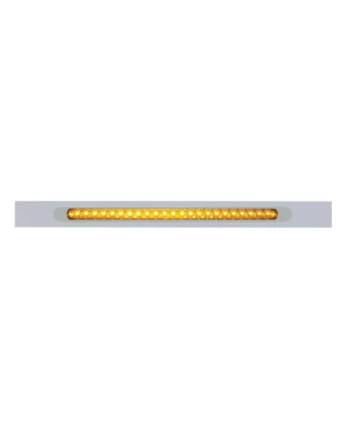 (BULK) CHROME TOP MUD FLAP PLATE WITH 23 AMBER LED 17 1/4" LIGHT BAR WITH BEZEL - AMBER LENS (BULK) CHROME TOP MUD FLAP PLATE WITH 23 AMBER LED 17 1/4" LIGHT BAR WITH BEZEL - AMBER LENS