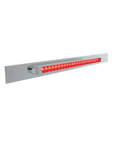 (BULK) CHROME TOP MUD FLAP PLATE WITH 23 RED LED 17 1/4" LIGHT BAR WITH BEZEL - RED LENS (BULK) CHROME TOP MUD FLAP PLATE WITH 23 RED LED 17 1/4" LIGHT BAR WITH BEZEL - RED LENS