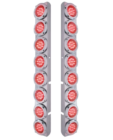 (2/BULK) S.S. PB 16 LED CUTOUT REAR A/C BRACKET W/2" 9 RED LED FLAT LIGHT & CR. PL. BEZEL - RED LENS (2/BULK) S.S. PB 16 LED CUTOUT REAR A/C BRACKET W/2" 9 RED LED FLAT LIGHT & CR. PL. BEZEL - RED LENS