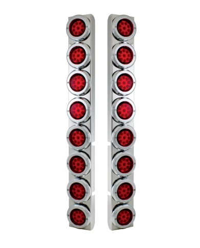 (2/BULK) S.S. PB 16 LED CUTOUT REAR A/C BRACKET W/2" 9 RED LED FLAT REFLECTOR LIGHT & CR. PL. BEZEL - RED LENS (2/BULK) S.S. PB 16 LED CUTOUT REAR A/C BRACKET W/2" 9 RED LED FLAT REFLECTOR LIGHT & CR. PL. BEZEL - RED LENS