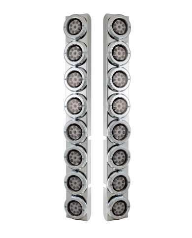 (2/BULK) S.S. PB 16 LED CUTOUT REAR A/C BRACKET W/2" 9 RED LED FLAT REFLECTOR LIGHT & CR. PL. BEZEL - CLEAR LENS (2/BULK) S.S. PB 16 LED CUTOUT REAR A/C BRACKET W/2" 9 RED LED FLAT REFLECTOR LIGHT & CR. PL. BEZEL - CLEAR LENS