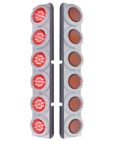 (2/BULK) S.S. PB 12 LED CUTOUT REAR A/C BRACKET W/2" 9 RED LED FLAT LIGHT & CR. PL. BEZEL - RED LENS (2/BULK) S.S. PB 12 LED CUTOUT REAR A/C BRACKET W/2" 9 RED LED FLAT LIGHT & CR. PL. BEZEL - RED LENS