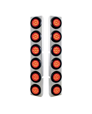 (2/BULK) S.S. PB 12 LED CUTOUT REAR A/C BRACKET W/2" 9 RED LED FLAT LIGHT - RED LENS (2/BULK) S.S. PB 12 LED CUTOUT REAR A/C BRACKET W/2" 9 RED LED FLAT LIGHT - RED LENS