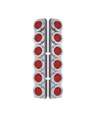 (2/BULK) S.S. PB 12 LED CUTOUT REAR A/C BRACKET W/2" 9 RED LED FLAT REFLECTOR LIGHT & CR. PL. BEZEL - RED LENS (2/BULK) S.S. PB 12 LED CUTOUT REAR A/C BRACKET W/2" 9 RED LED FLAT REFLECTOR LIGHT & CR. PL. BEZEL - RED LENS