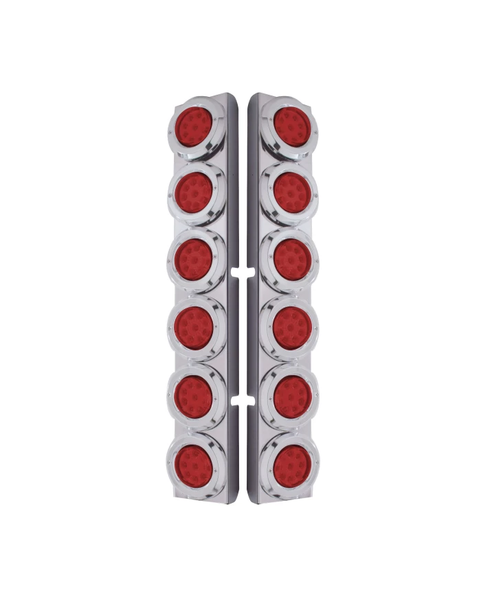 (2/BULK) S.S. PB 12 LED CUTOUT REAR A/C BRACKET W/2" 9 RED LED FLAT REFLECTOR LIGHT & CR. PL. BEZEL - RED LENS (2/BULK) S.S. PB 12 LED CUTOUT REAR A/C BRACKET W/2" 9 RED LED FLAT REFLECTOR LIGHT & CR. PL. BEZEL - RED LENS