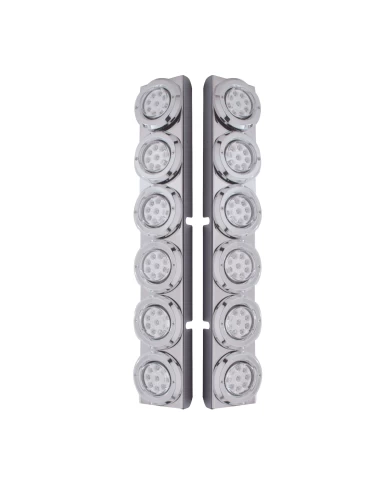 (2/BULK) S.S. PB 12 LED CUTOUT REAR A/C BRACKET W/2" 9 RED LED FLAT REFLECTOR LIGHT & CR. PL. BEZEL - CLEAR LENS (2/BULK) S.S. PB 12 LED CUTOUT REAR A/C BRACKET W/2" 9 RED LED FLAT REFLECTOR LIGHT & CR. PL. BEZEL - CLEAR LENS