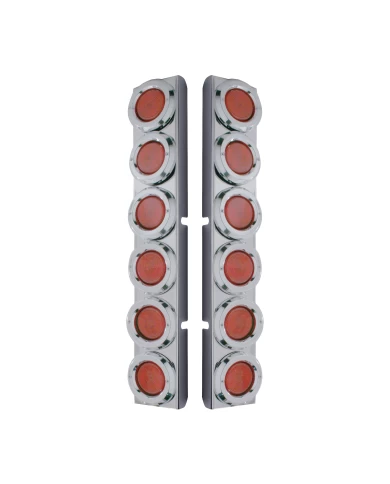 (2/BULK) S.S. PB 12 LED CUTOUT REAR A/C BRACKET W/2" 9 RED LED C/M LOW PROFILE LIGHT & CR. PL. BEZEL - RED LENS (2/BULK) S.S. PB 12 LED CUTOUT REAR A/C BRACKET W/2" 9 RED LED C/M LOW PROFILE LIGHT & CR. PL. BEZEL - RED LENS