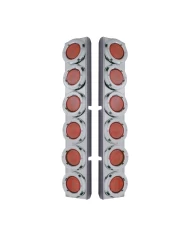 (2/BULK) S.S. PB 12 LED CUTOUT REAR A/C BRACKET W/2" 9 RED LED C/M LOW PROFILE LIGHT & CR. PL. BEZEL - RED LENS (2/BULK) S.S. PB 12 LED CUTOUT REAR A/C BRACKET W/2" 9 RED LED C/M LOW PROFILE LIGHT & CR. PL. BEZEL - RED LENS