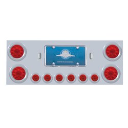 UP34664-SS Rear Center Panel With 4X 10 LED 4" Lights & 6X 9 LED 2" Lights -Red LED & Lens
