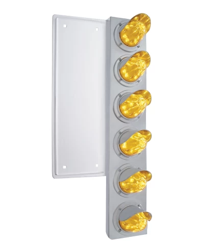 (2/BULK) S.S. FL 12 LED CUTOUT FRONT AIR CLEANER BRACKET W/MEDIUM WATERMELON LIGHT W/ VISOR - AMBER LENS (2/BULK) S.S. FL 12 LED CUTOUT FRONT AIR CLEANER BRACKET W/MEDIUM WATERMELON LIGHT W/ VISOR - AMBER LENS