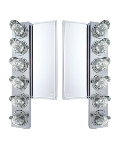 (2/BULK) S.S. FL 12 LED CUTOUT FRONT AIR CLEANER BRACKET W/MEDIUM WATERMELON LIGHT W/ VISOR - CLEAR LENS (2/BULK) S.S. FL 12 LED CUTOUT FRONT AIR CLEANER BRACKET W/MEDIUM WATERMELON LIGHT W/ VISOR - CLEAR LENS