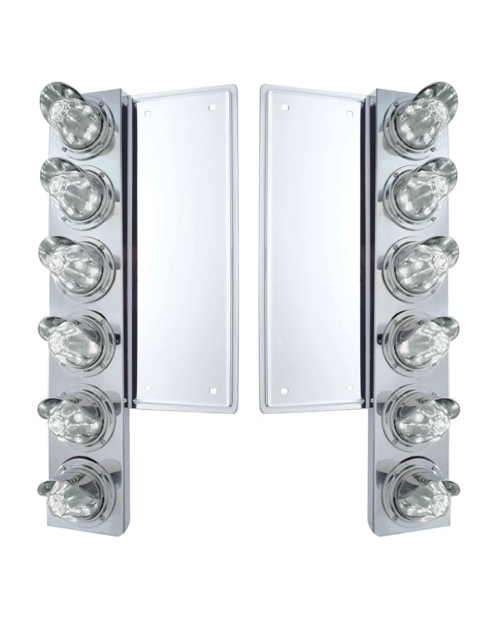 (2/BULK) S.S. FL 12 LED CUTOUT FRONT AIR CLEANER BRACKET W/MEDIUM WATERMELON LIGHT W/ VISOR - CLEAR LENS (2/BULK) S.S. FL 12 LED CUTOUT FRONT AIR CLEANER BRACKET W/MEDIUM WATERMELON LIGHT W/ VISOR - CLEAR LENS
