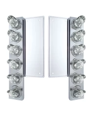 (2/BULK) S.S. FL 12 LED CUTOUT FRONT AIR CLEANER BRACKET W/MEDIUM WATERMELON LIGHT W/ VISOR - CLEAR LENS (2/BULK) S.S. FL 12 LED CUTOUT FRONT AIR CLEANER BRACKET W/MEDIUM WATERMELON LIGHT W/ VISOR - CLEAR LENS