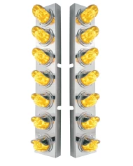 (2/BULK) S.S. KW 14 LED CUTOUT FRONT A/C BRACKET W/ 11 AMBER LED MEDIUM WATERMELON W/ S.S. VISOR - AMBER LENS (2/BULK) S.S. KW 14 LED CUTOUT FRONT A/C BRACKET W/ 11 AMBER LED MEDIUM WATERMELON W/ S.S. VISOR - AMBER LENS