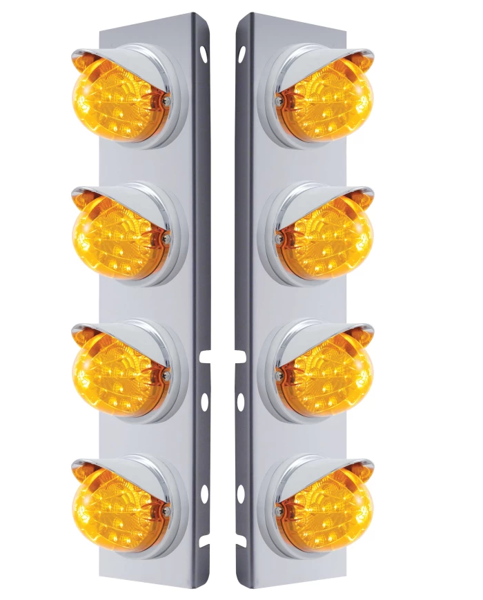 (2/BULK) S.S. PB 8 LED CUTOUT A/C BRACKET W/ 17 AMBER LED CLEAR W/ REFLECTOR DUAL FUNCTION CAB LT & CR VSR - AMBER LENS (2/BULK) S.S. PB 8 LED CUTOUT A/C BRACKET W/ 17 AMBER LED CLEAR W/ REFLECTOR DUAL FUNCTION CAB LT & CR VSR - AMBER LENS