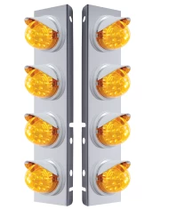 (2/BULK) S.S. PB 8 LED CUTOUT A/C BRACKET W/ 17 AMBER LED CLEAR W/ REFLECTOR DUAL FUNCTION CAB LT & CR VSR - AMBER LENS (2/BULK) S.S. PB 8 LED CUTOUT A/C BRACKET W/ 17 AMBER LED CLEAR W/ REFLECTOR DUAL FUNCTION CAB LT & CR VSR - AMBER LENS
