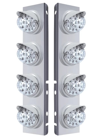 (2/BULK) S.S. PB 8 LED CUTOUT A/C BRACKET W/ 17 AMBER LED CLEAR W/REFLECTOR DUAL FUNCTION CAB LT & CR VSR - CLEAR LENS (2/BULK) S.S. PB 8 LED CUTOUT A/C BRACKET W/ 17 AMBER LED CLEAR W/REFLECTOR DUAL FUNCTION CAB LT & CR VSR - CLEAR LENS