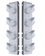 (2/BULK) S.S. PB 8 LED CUTOUT A/C BRACKET W/ 17 AMBER LED WATERMELON CAB LIGHT & CR VISOR - CLEAR LENS (2/BULK) S.S. PB 8 LED CUTOUT A/C BRACKET W/ 17 AMBER LED WATERMELON CAB LIGHT & CR VISOR - CLEAR LENS