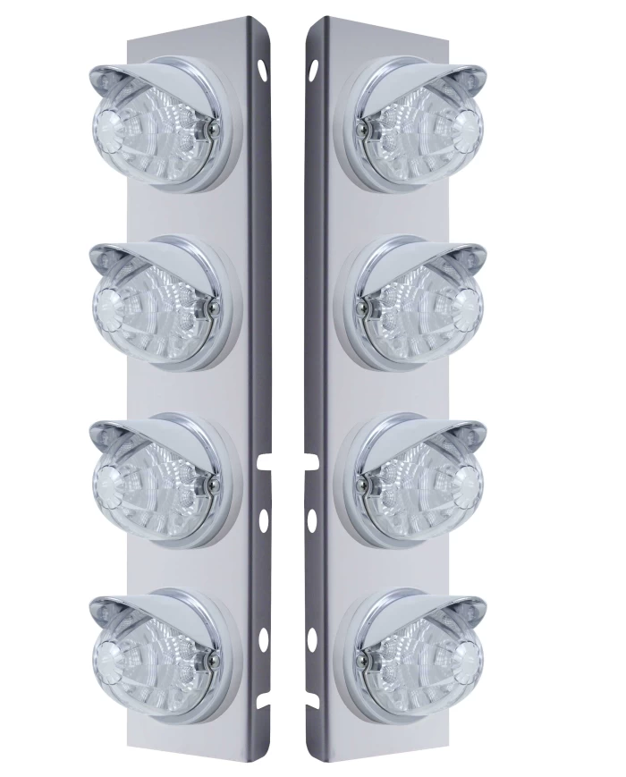 (2/BULK) S.S. PB 8 LED CUTOUT A/C BRACKET W/ 17 AMBER LED WATERMELON W/ REFLECTOR CAB LT & CR VISOR - CLEAR LENS (2/BULK) S.S. PB 8 LED CUTOUT A/C BRACKET W/ 17 AMBER LED WATERMELON W/ REFLECTOR CAB LT & CR VISOR - CLEAR LENS