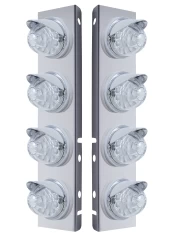 (2/BULK) S.S. PB 8 LED CUTOUT A/C BRACKET W/ 17 AMBER LED WATERMELON W/ REFLECTOR CAB LT & CR VISOR - CLEAR LENS (2/BULK) S.S. PB 8 LED CUTOUT A/C BRACKET W/ 17 AMBER LED WATERMELON W/ REFLECTOR CAB LT & CR VISOR - CLEAR LENS