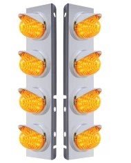 (2/BULK) S.S. PB 8 LED CUTOUT A/C BRACKET W/ 17 AMBER LED BEEHIVE CAB LIGHT & CR VISOR - AMBER LENS (2/BULK) S.S. PB 8 LED CUTOUT A/C BRACKET W/ 17 AMBER LED BEEHIVE CAB LIGHT & CR VISOR - AMBER LENS