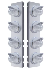 (2/BULK) S.S. PB 8 LED CUTOUT A/C BRACKET W/ 17 AMBER LED BEEHIVE CAB LIGHT & CR VISOR - CLEAR LENS (2/BULK) S.S. PB 8 LED CUTOUT A/C BRACKET W/ 17 AMBER LED BEEHIVE CAB LIGHT & CR VISOR - CLEAR LENS