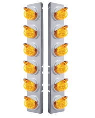 (2/BULK) S.S. PB 12 LED CUTOUT A/C BRACKET W/ 17 AMBER LED CLEAR W/ REFLECTOR CAB LT & CR VISOR - AMBER LENS (2/BULK) S.S. PB 12 LED CUTOUT A/C BRACKET W/ 17 AMBER LED CLEAR W/ REFLECTOR CAB LT & CR VISOR - AMBER LENS