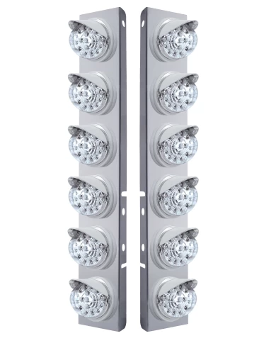 (2/BULK) S.S. PB 12 LED CUTOUT A/C BRACKET W/ 17 AMBER LED CLEAR W/ REFLECTOR CAB LT & CR VISOR - CLEAR LENS (2/BULK) S.S. PB 12 LED CUTOUT A/C BRACKET W/ 17 AMBER LED CLEAR W/ REFLECTOR CAB LT & CR VISOR - CLEAR LENS