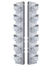 (2/BULK) S.S. PB 12 LED CUTOUT A/C BRACKET W/ 17 AMBER LED CLEAR W/ REFLECTOR CAB LT & CR VISOR - CLEAR LENS (2/BULK) S.S. PB 12 LED CUTOUT A/C BRACKET W/ 17 AMBER LED CLEAR W/ REFLECTOR CAB LT & CR VISOR - CLEAR LENS