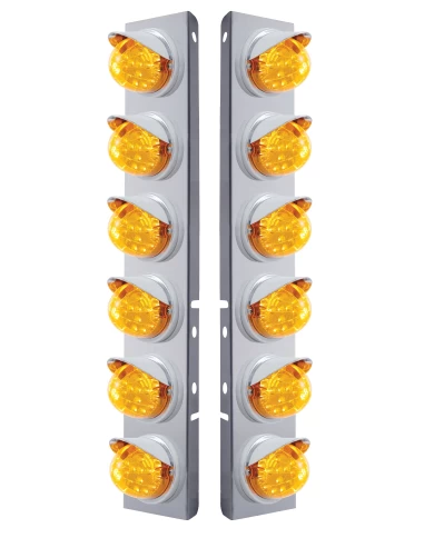 (2/BULK) S.S. PB 12 LED CUTOUT A/C BRACKET W/ 17 AMBER LED CLEAR W/ REFLECTOR DUAL FUNCTION CAB LT & CR VSR - AMBER LENS (2/BULK) S.S. PB 12 LED CUTOUT A/C BRACKET W/ 17 AMBER LED CLEAR W/ REFLECTOR DUAL FUNCTION CAB LT & CR VSR - AMBER LENS