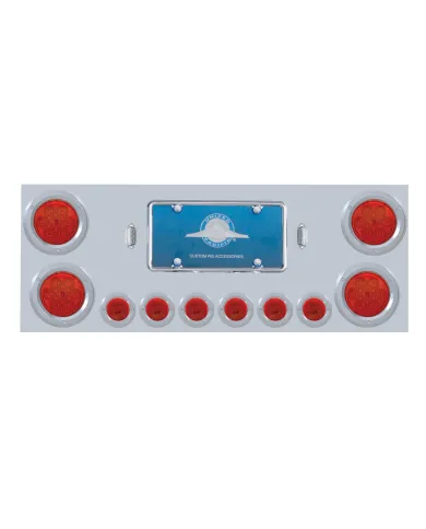 UP34666-SS Rear Center Panel With 4X 7 LED 4" Reflector Lights & 6X 9 LED 2" Lights -Red LED & Lens