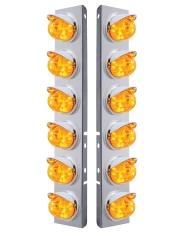 (2/BULK) S.S. PB 12 LED CUTOUT A/C BRACKET W/ 17 AMBER LED WATERMELON CAB LIGHT & CR VISOR - AMBER LENS (2/BULK) S.S. PB 12 LED CUTOUT A/C BRACKET W/ 17 AMBER LED WATERMELON CAB LIGHT & CR VISOR - AMBER LENS