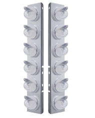 (2/BULK) S.S. PB 12 LED CUTOUT A/C BRACKET W/ 17 AMBER LED WATERMELON DUAL FUNCTION CAB LT & CR VISOR - CLEAR LENS (2/BULK) S.S. PB 12 LED CUTOUT A/C BRACKET W/ 17 AMBER LED WATERMELON DUAL FUNCTION CAB LT & CR VISOR - CLEAR LENS