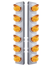 (2/BULK) S.S. PB 12 LED CUTOUT A/C BRACKET W/ 17 AMBER LED WATERMELON W/ REFLECTOR CAB LT & CR VISOR - AMBER LENS (2/BULK) S.S. PB 12 LED CUTOUT A/C BRACKET W/ 17 AMBER LED WATERMELON W/ REFLECTOR CAB LT & CR VISOR - AMBER LENS