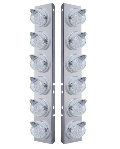 (2/BULK) S.S. PB 12 LED CUTOUT A/C BRACKET W/ 17 AMBER LED WATERMELON W/ REFLECTOR CAB LT & CR VISOR - CLEAR LENS (2/BULK) S.S. PB 12 LED CUTOUT A/C BRACKET W/ 17 AMBER LED WATERMELON W/ REFLECTOR CAB LT & CR VISOR - CLEAR LENS
