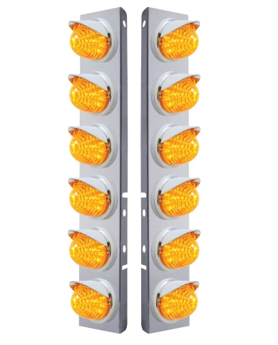 (2/BULK) S.S. PB 12 LED CUTOUT A/C BRACKET W/ 17 AMBER LED BEEHIVE CAB LIGHT & CR VISOR - AMBER LENS (2/BULK) S.S. PB 12 LED CUTOUT A/C BRACKET W/ 17 AMBER LED BEEHIVE CAB LIGHT & CR VISOR - AMBER LENS