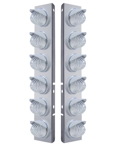 (2/BULK) S.S. PB 12 LED CUTOUT A/C BRACKET W/ 17 AMBER LED BEEHIVE CAB LIGHT & CR VISOR - CLEAR LENS (2/BULK) S.S. PB 12 LED CUTOUT A/C BRACKET W/ 17 AMBER LED BEEHIVE CAB LIGHT & CR VISOR - CLEAR LENS
