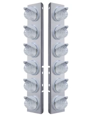 (2/BULK) S.S. PB 12 LED CUTOUT A/C BRACKET W/ 17 AMBER LED BEEHIVE CAB LIGHT & CR VISOR - CLEAR LENS