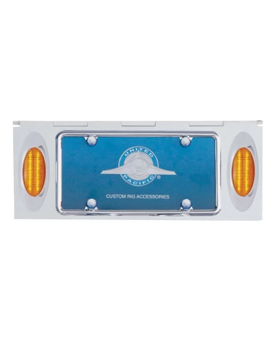 (BULK) STAINLESS STEEL ONE LICENSE PLATE HOLDER WITH TWO 12 AMBER LED "PHANTOM I" LIGHTS - AMBER LENS (BULK) STAINLESS STEEL ONE LICENSE PLATE HOLDER WITH TWO 12 AMBER LED "PHANTOM I" LIGHTS - AMBER LENS