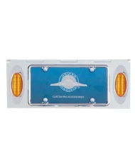 (BULK) STAINLESS STEEL ONE LICENSE PLATE HOLDER WITH TWO 12 AMBER LED "PHANTOM I" LIGHTS - AMBER LENS