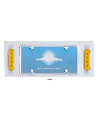 (BULK) STAINLESS STEEL ONE LICENSE PLATE HOLDER WITH TWO 4 AMBER LED REFLECTOR LIGHTS - AMBER LENS (BULK) STAINLESS STEEL ONE LICENSE PLATE HOLDER WITH TWO 4 AMBER LED REFLECTOR LIGHTS - AMBER LENS