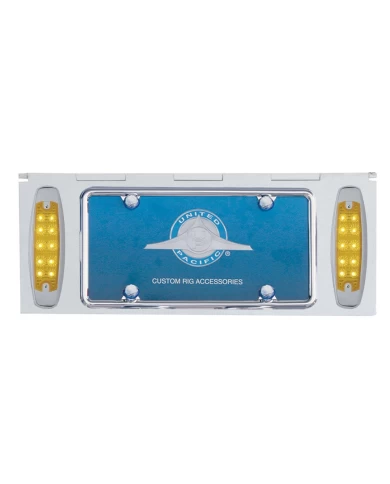 (BULK) STAINLESS STEEL ONE LICENSE PLATE HOLDER WITH TWO 10 AMBER LED REFLECTOR LIGHTS - AMBER LENS (BULK) STAINLESS STEEL ONE LICENSE PLATE HOLDER WITH TWO 10 AMBER LED REFLECTOR LIGHTS - AMBER LENS