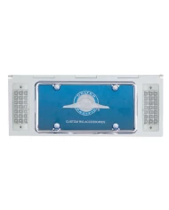 (BULK) STAINLESS STEEL ONE LICENSE PLATE HOLDER WITH TWO 21 AMBER LED RECTANGULAR LIGHTS - CLEAR LENS (BULK) STAINLESS STEEL ONE LICENSE PLATE HOLDER WITH TWO 21 AMBER LED RECTANGULAR LIGHTS - CLEAR LENS