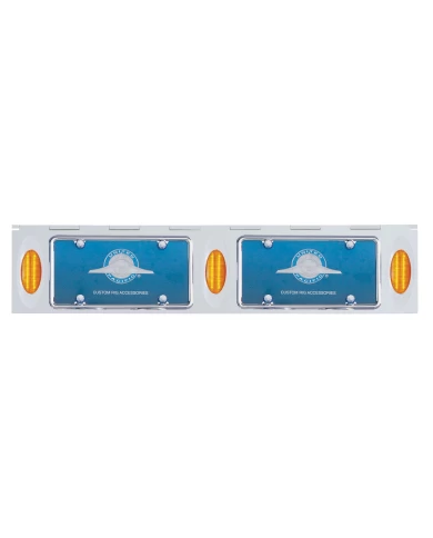 (BULK) STAINLESS STEEL TWO LICENSE PLATE HOLDER WITH THREE 12 AMBER LED "PHANTOM I" LIGHTS - AMBER LENS (BULK) STAINLESS STEEL TWO LICENSE PLATE HOLDER WITH THREE 12 AMBER LED "PHANTOM I" LIGHTS - AMBER LENS