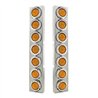 UP34682-Kenworth Stainless Front Air Cleaner Bracket With 14X 2" Flat Lights & Bezels - Amber Lens