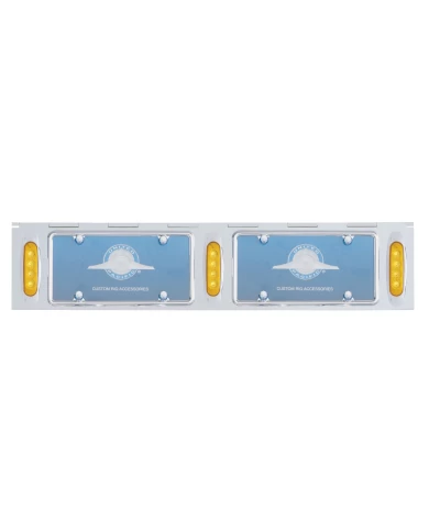 (BULK) STAINLESS STEEL TWO LICENSE PLATE HOLDER WITH THREE 4 AMBER LED REFLECTOR LIGHTS - AMBER LENS (BULK) STAINLESS STEEL TWO LICENSE PLATE HOLDER WITH THREE 4 AMBER LED REFLECTOR LIGHTS - AMBER LENS