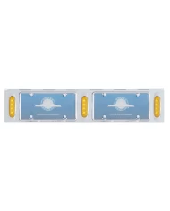 (BULK) STAINLESS STEEL TWO LICENSE PLATE HOLDER WITH THREE 4 AMBER LED REFLECTOR LIGHTS - AMBER LENS (BULK) STAINLESS STEEL TWO LICENSE PLATE HOLDER WITH THREE 4 AMBER LED REFLECTOR LIGHTS - AMBER LENS